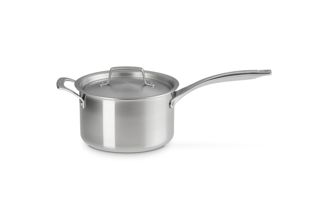 Essential 3-ply Stainless Steel 18cm Saucepan with Helper Handle and Lid image number 1